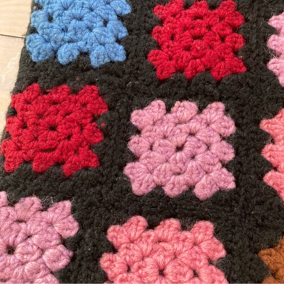 Granny Square Crochet Tote Bag Book Bag Colorful Floral 13 x 13 inches - Picture 5 of 8